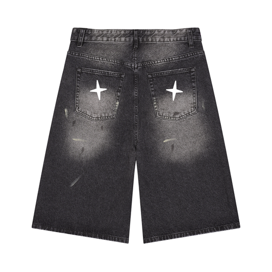 Men’s Vintage Wash Wide Leg Denim Shorts
