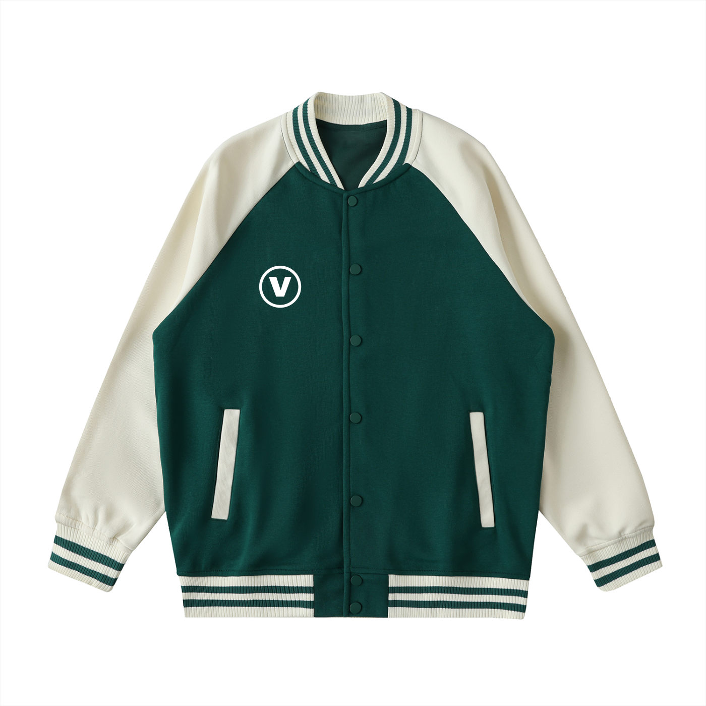 Two Tone Raglan Sleeve Varsity Jacket