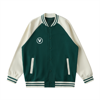 Two Tone Raglan Sleeve Varsity Jacket
