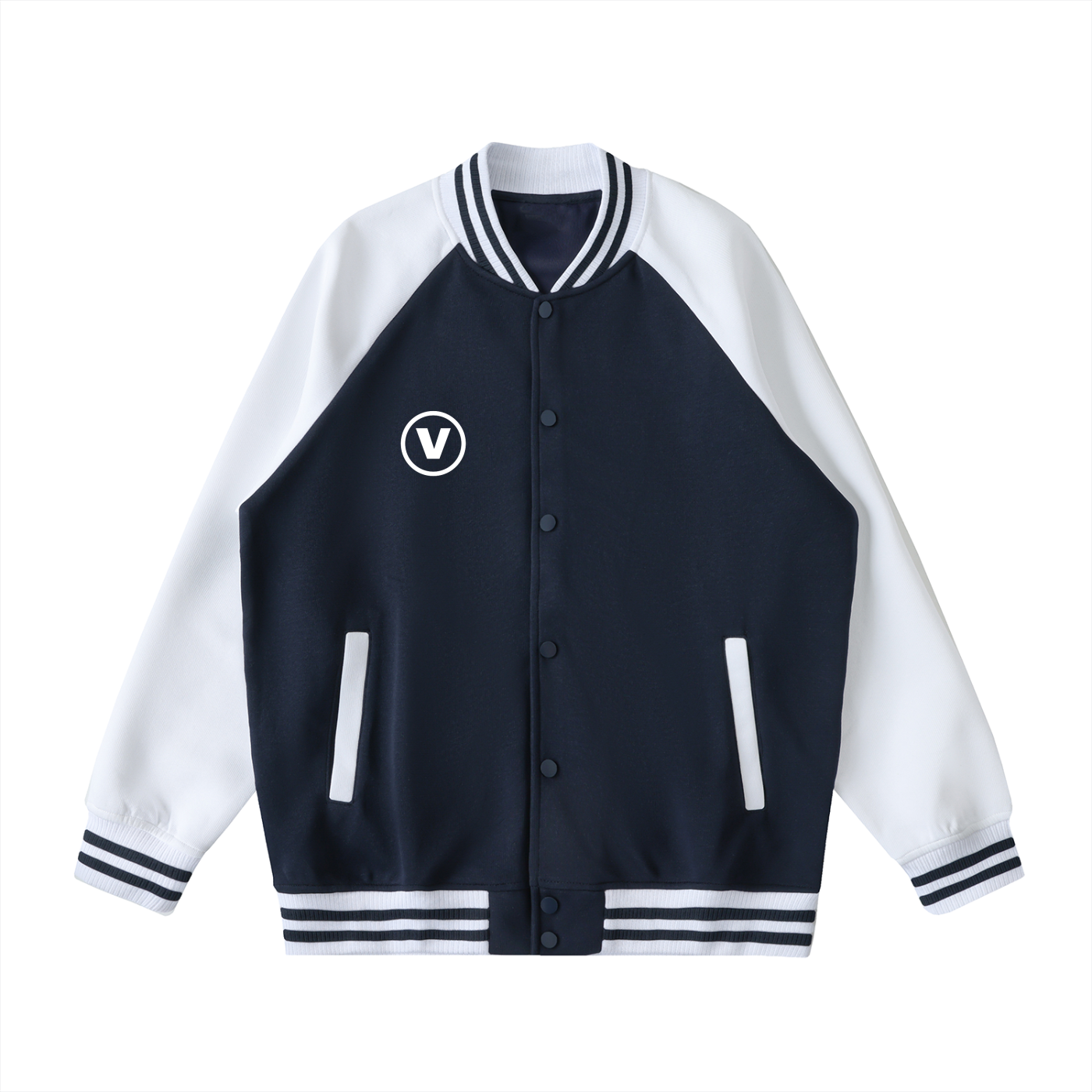 Two Tone Raglan Sleeve Varsity Jacket