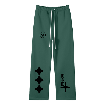 Streetwear Unisex Solid Color Fleece Straight Leg Pants