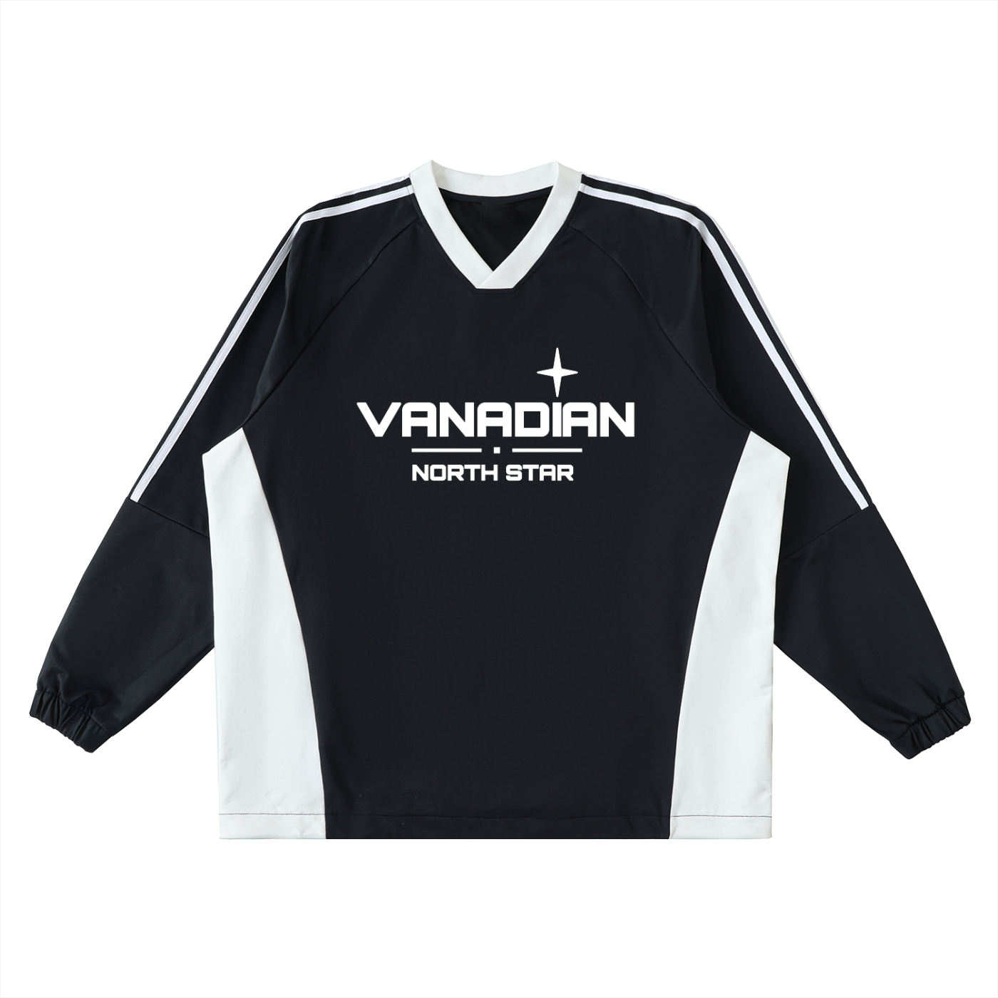 Color-Block V-Neck Long-Sleeve T-Shirt