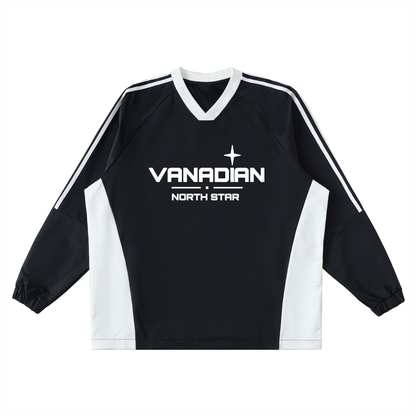 Color-Block V-Neck Long-Sleeve T-Shirt