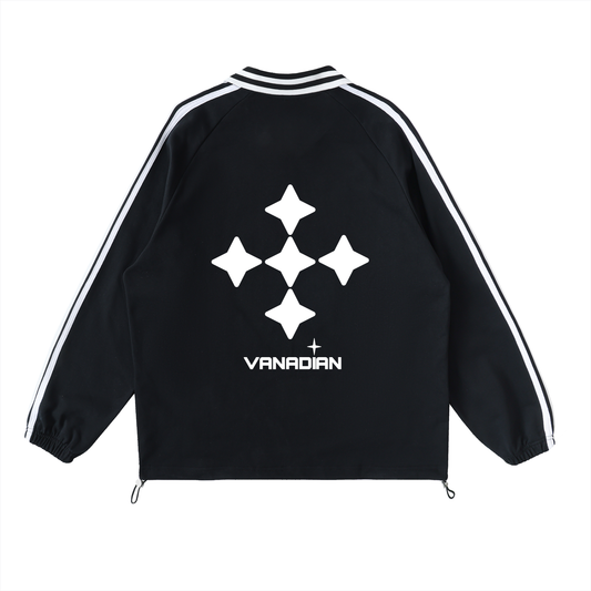 Contrast Striped Lapel Collar Sweatshirt