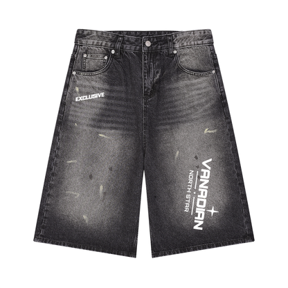 Men’s Vintage Wash Wide Leg Denim Shorts