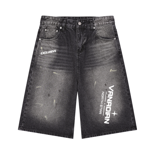 Men’s Vintage Wash Wide Leg Denim Shorts
