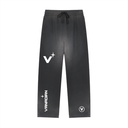 Sun Fade Raw Edge Straight-Leg Sweatpants