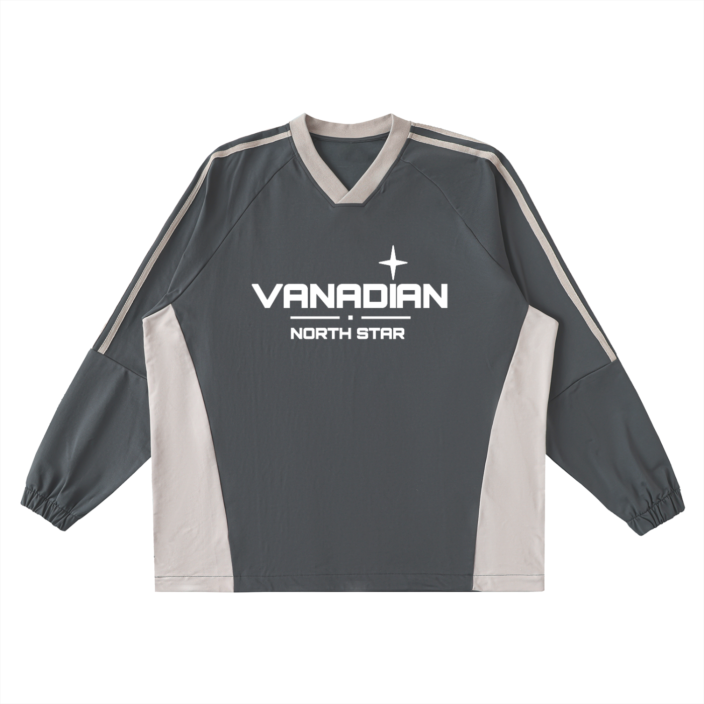 Color-Block V-Neck Long-Sleeve T-Shirt