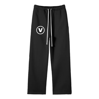 Streetwear Unisex Solid Color Fleece Straight Leg Pants