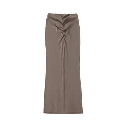 Dyed Washed Drawstring Maxi Skirt