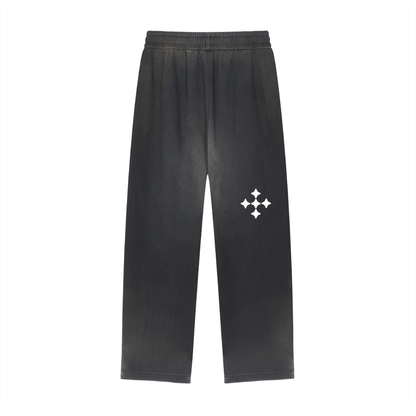 Sun Fade Raw Edge Straight-Leg Sweatpants