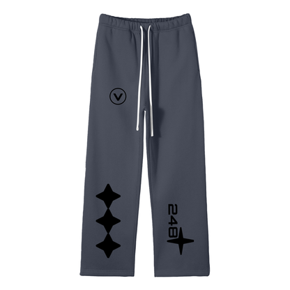 Streetwear Unisex Solid Color Fleece Straight Leg Pants