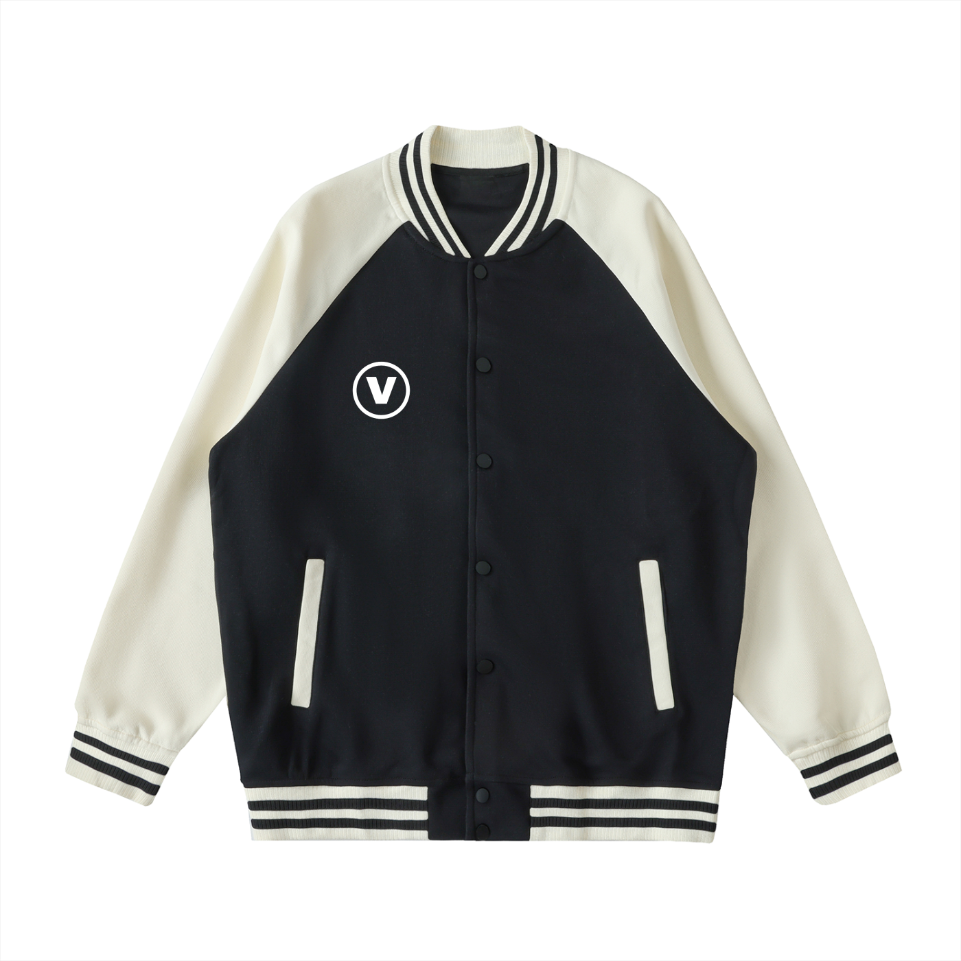 Two Tone Raglan Sleeve Varsity Jacket