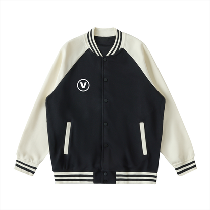 Two Tone Raglan Sleeve Varsity Jacket