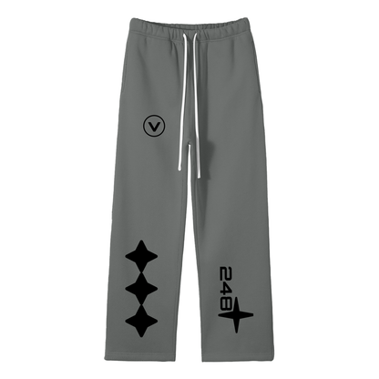 Streetwear Unisex Solid Color Fleece Straight Leg Pants
