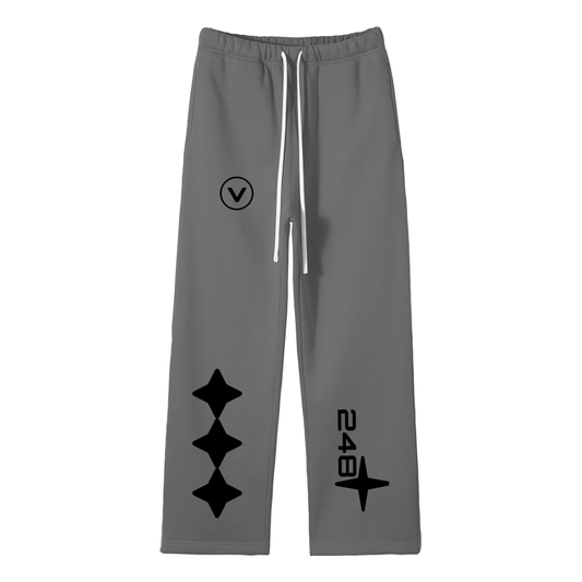Streetwear Unisex Solid Color Fleece Straight Leg Pants