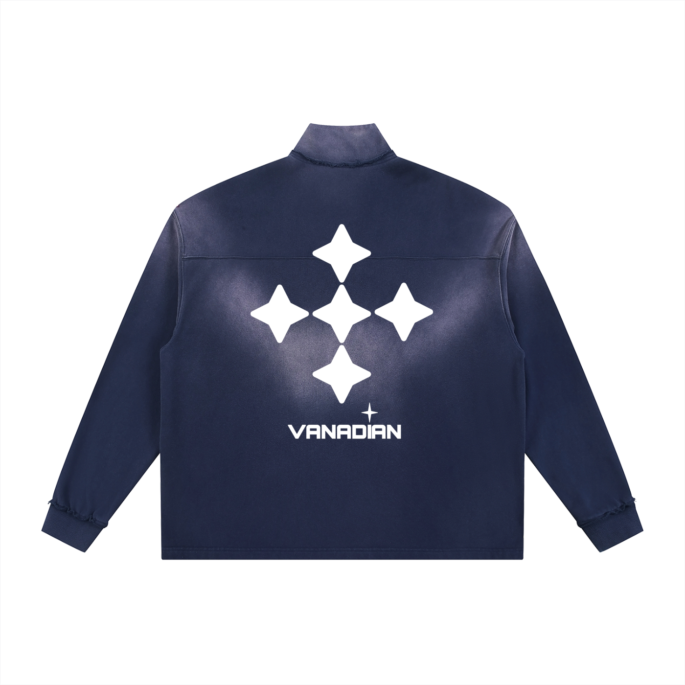 Sun Fade Raw Edge Quarter-Zip Sweatshirt