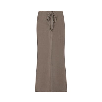 Dyed Washed Drawstring Maxi Skirt