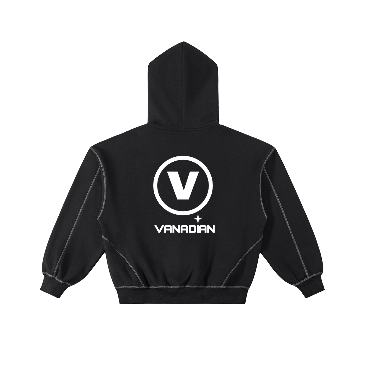 Contrast-Stitched Boxy Fleece Hoodie