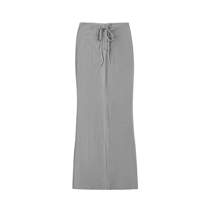 Dyed Washed Drawstring Maxi Skirt