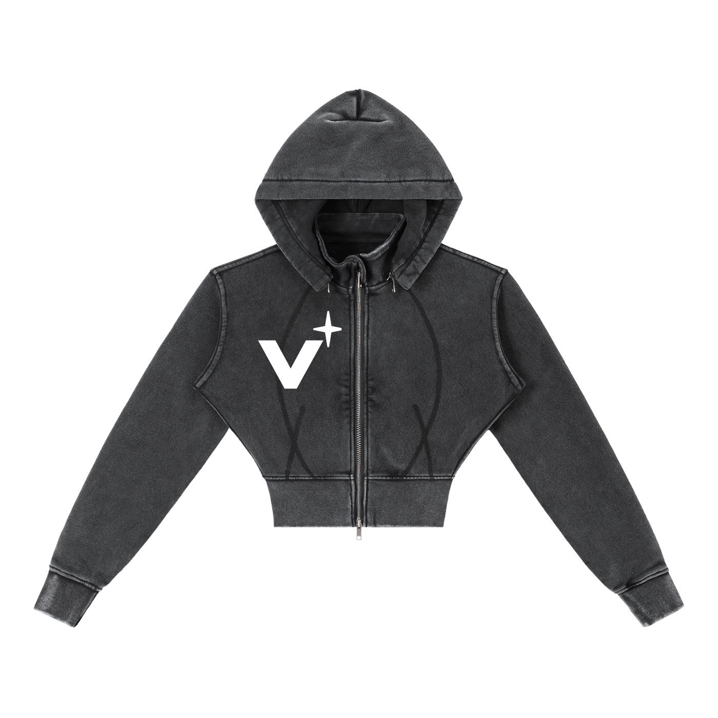 Vintage Washed Cropped Fleece Hoodie