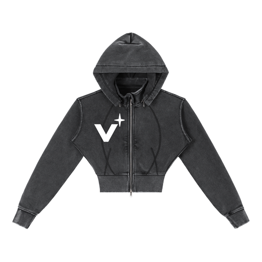 Vintage Washed Cropped Fleece Hoodie