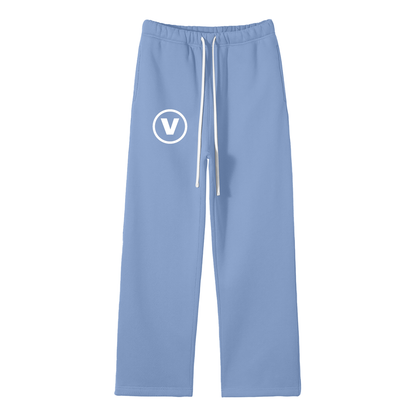 Streetwear Unisex Solid Color Fleece Straight Leg Pants