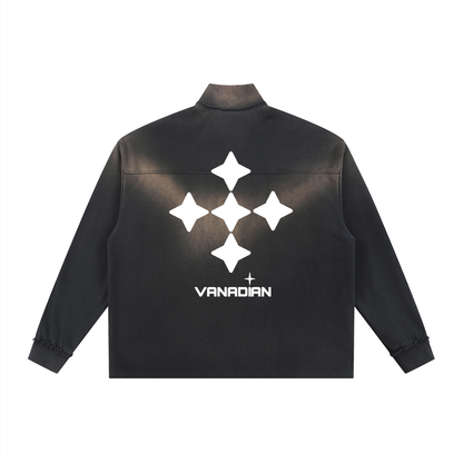 Sun Fade Raw Edge Quarter-Zip Sweatshirt