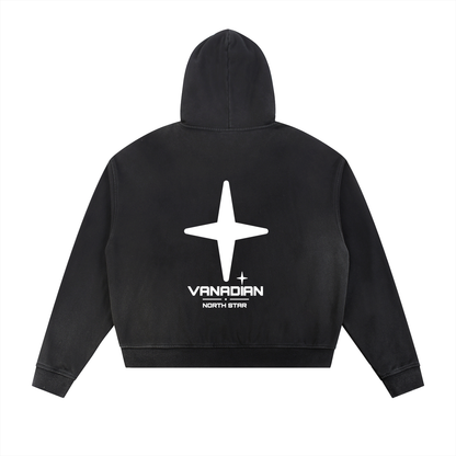 Sun Fade Frayed Raw Edge Fleece Zip Hoodie