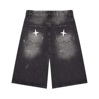 Men’s Vintage Wash Wide Leg Denim Shorts