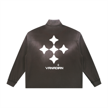 Sun Fade Raw Edge Quarter-Zip Sweatshirt