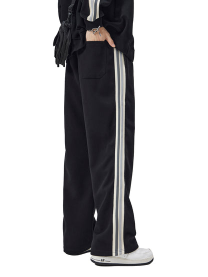 Contrast Side-Stripe Straight-Leg  Pants